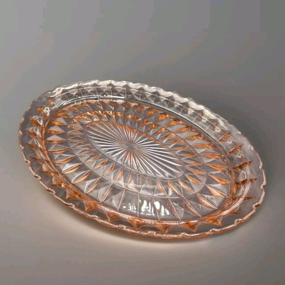 Jeanette Other - VTG. PINK DEPRESSION Oval Serving Platter WINDSOR Jeannette Glass 11 1/2" Long